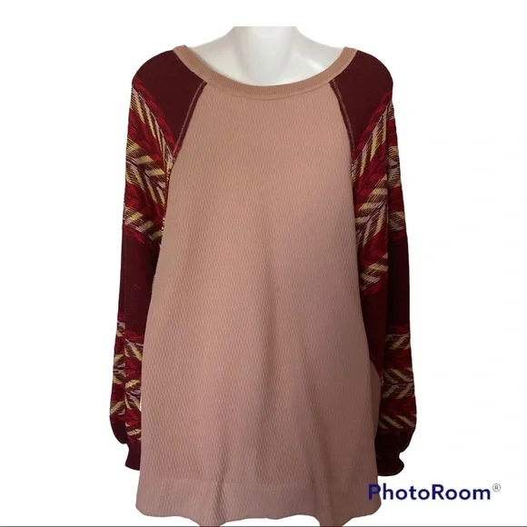 NWOT Free People Rainbow Dreams Sweater Swit Top Arizona Sands Pink Sma… - Picture 3 of 9